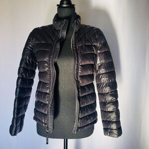 GAP Lightweight Puffer Down Winter Jacket Full Zip Black Womens XS Outdoor